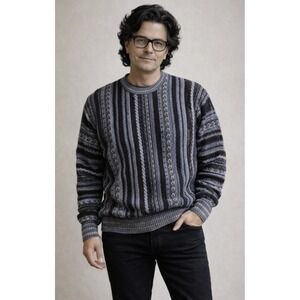 Norm Thompson XXL Men's Vintage 90s Coogi Style Textured Knit Sweater Blue Black